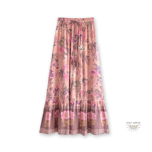 Maxi gonna boho rosa - , floreale