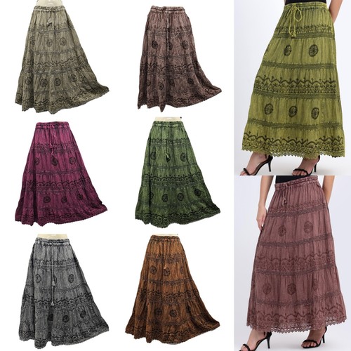Gonna cotone stonewash - , pizzo