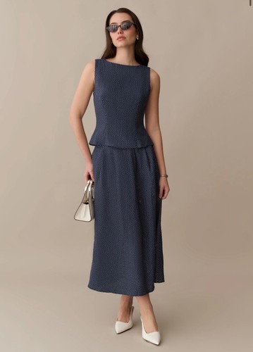 Maxi gonna blu - pois, nuova