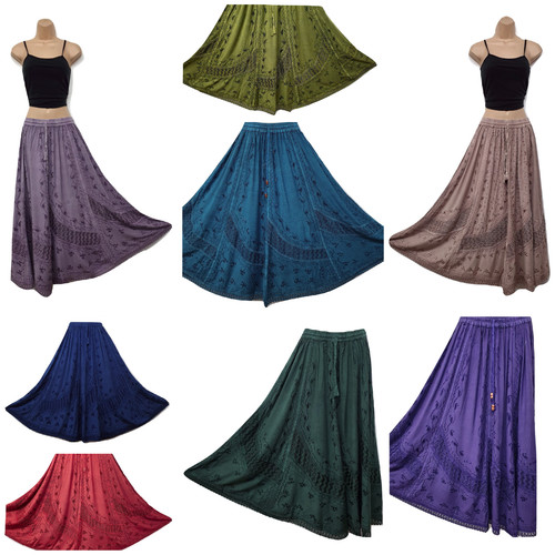 Maxi gonna boho ricamata - gonna,