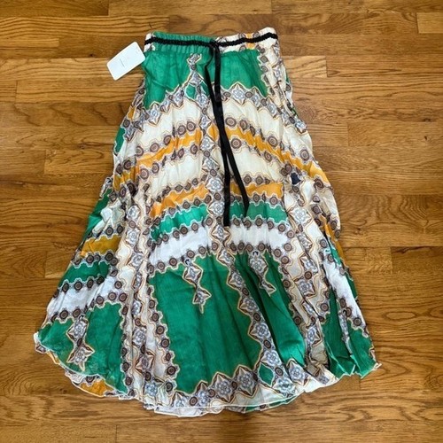 Maxi gonna verde fantasia vita