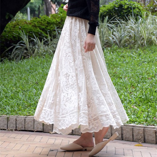 Maxi gonna donna pizzo