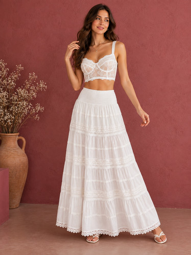 Maxi gonna bianca cotone a - maxi,