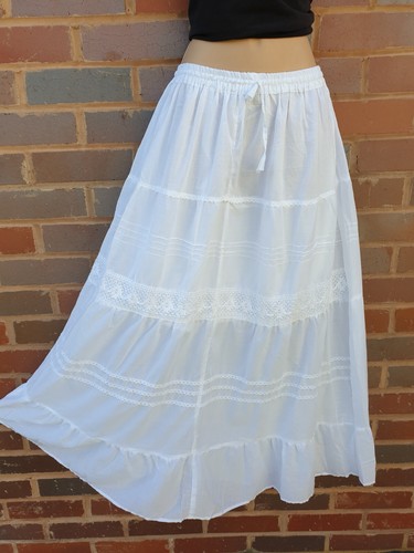 Maxi gonna cotone - , pizzo