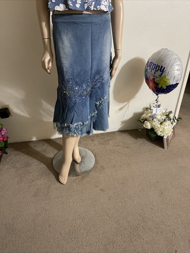 Maxi gonna blu denim - , cotone